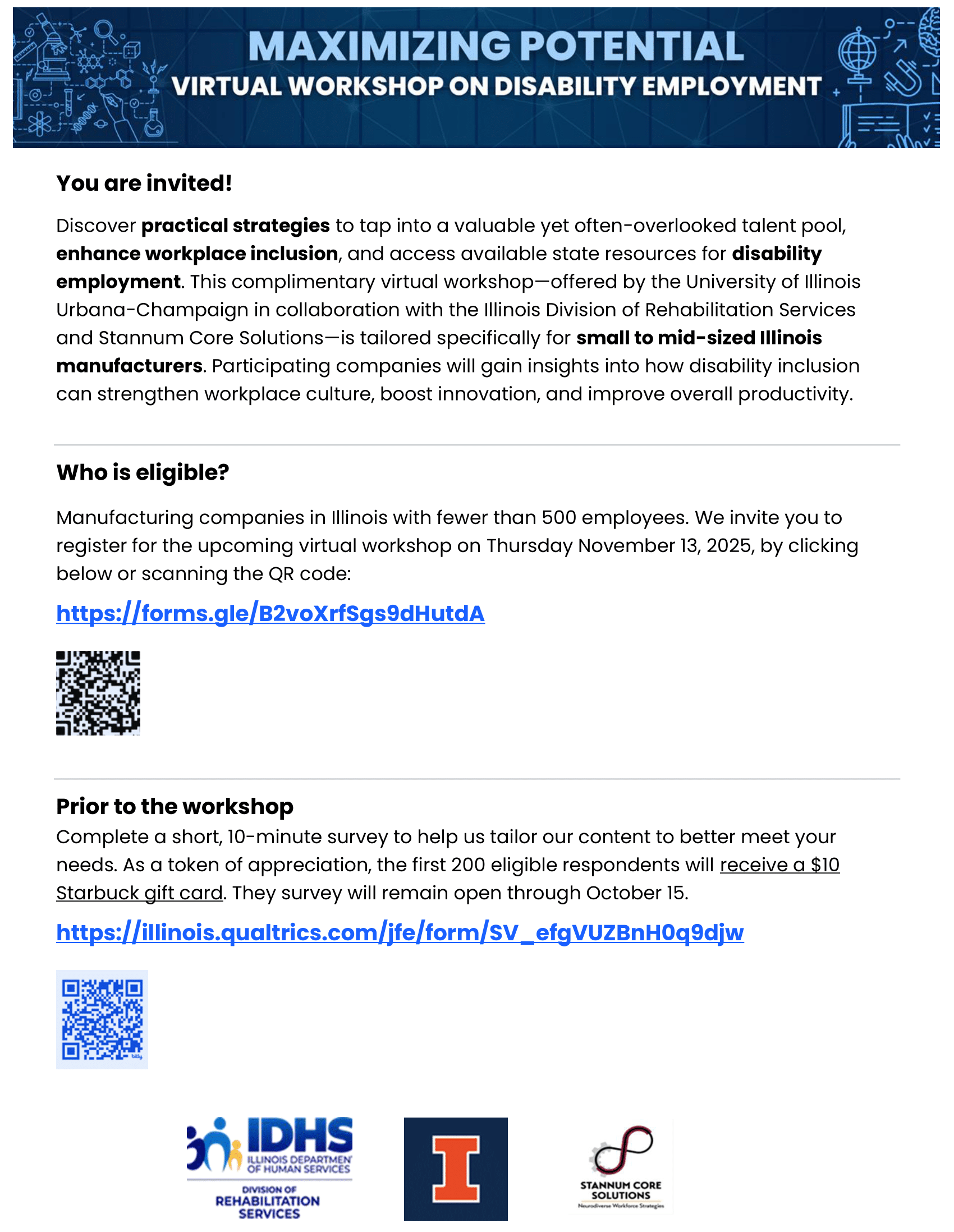Manufacturing workshop one pager
